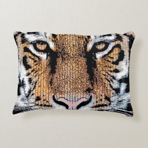 Tiger face stare in Graphic Press Style Decorative Cushion