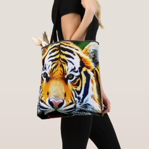 Tiger face wildlife animals tote bag