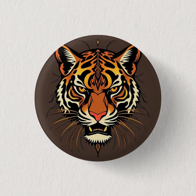 Tiger Face with Tribal Patterns 3 Cm Round Badge (Front)