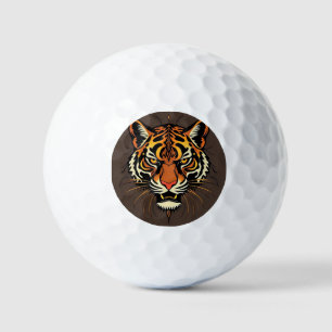 Tiger Face with Tribal Patterns Golf Balls