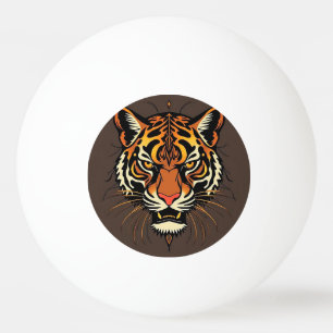 Tiger Face with Tribal Patterns Ping Pong Ball