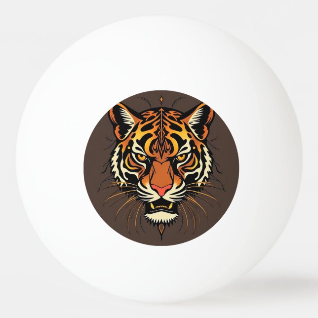 Tiger Face with Tribal Patterns Ping Pong Ball (Front)