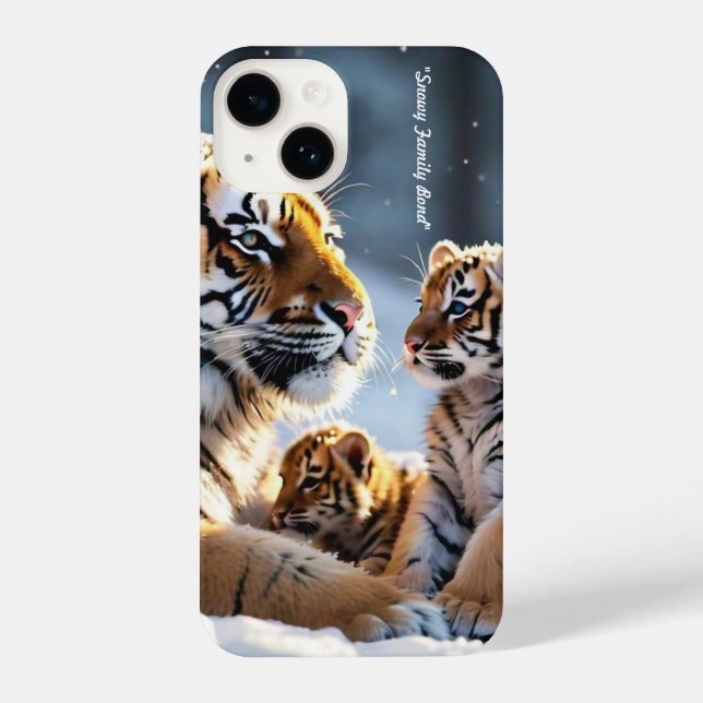 "Tiger Family's Winter Retreat" iPhone Case (Back)
