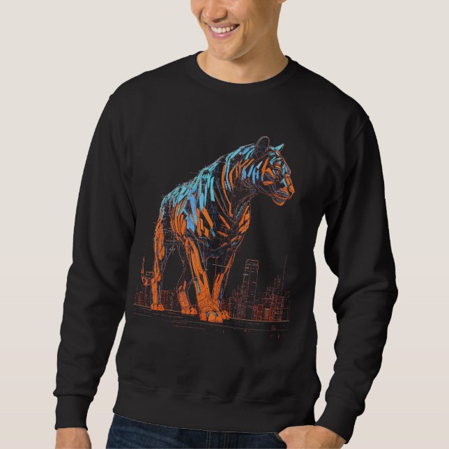 Tiger Fantasy Artwork Architecture Art Animal Moti Sweatshirt (Front)