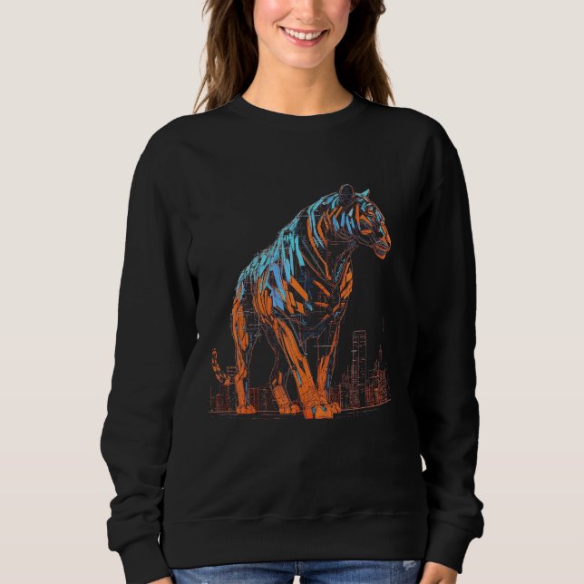 Tiger Fantasy Artwork Architecture Art Animal Moti Sweatshirt (Front)