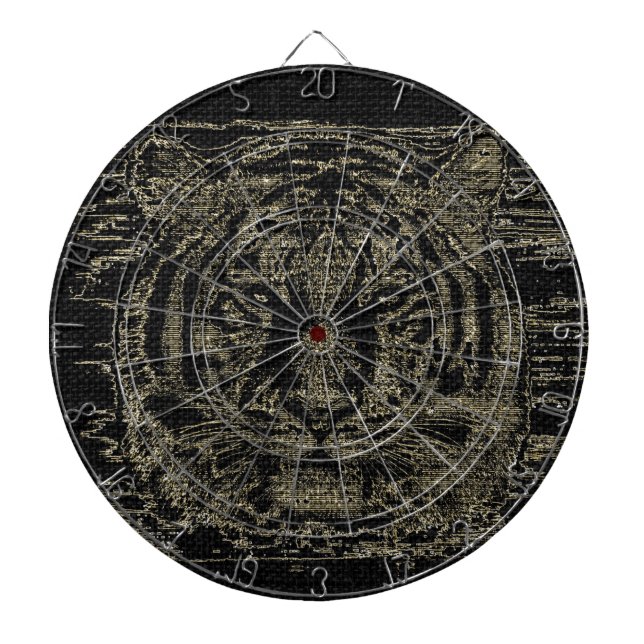 Tiger Fine Art on Burlap Rustic Jute #4 Dartboard (Front)