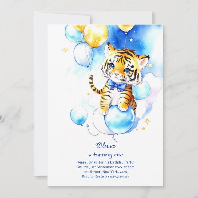 Tiger First Birthday Invitation (Front)
