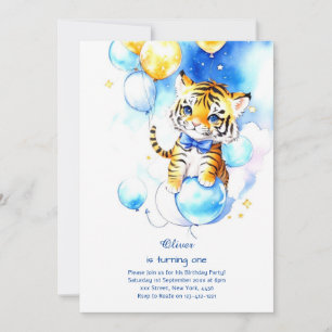 Tiger First Birthday Invitation