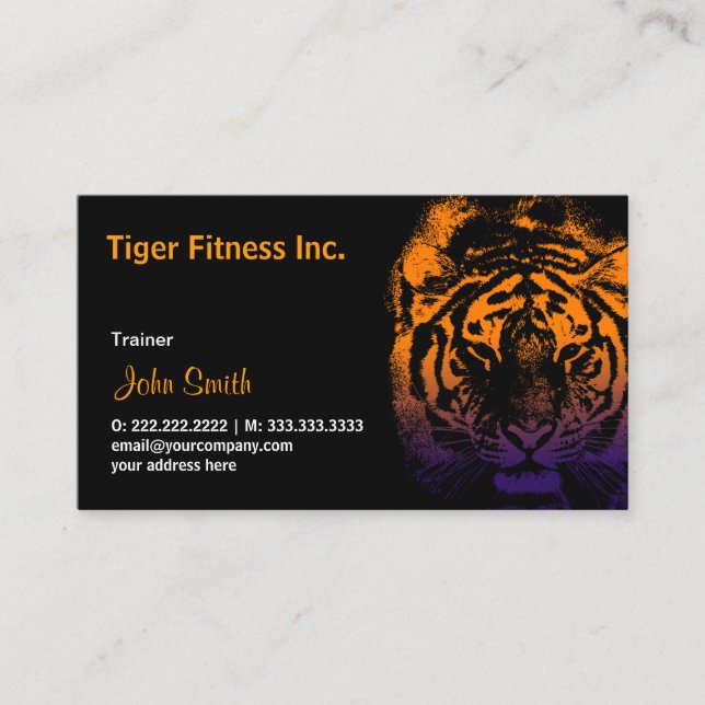 Tiger Fitness/Workout dark business card (Front)