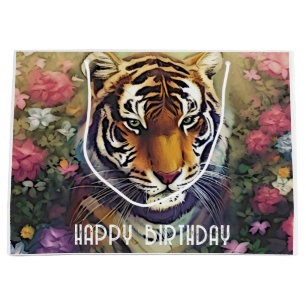 Tiger Flower Custom Text Gift Bag