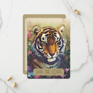 Tiger Flower Save the Date Invitation QR Code