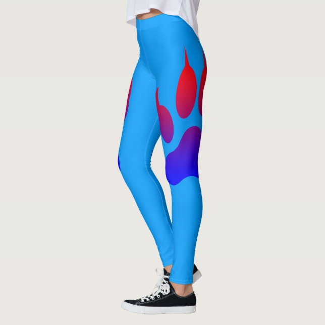 Tiger Foot Print Blue Leggings (Left)