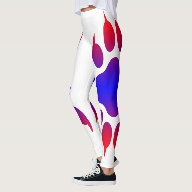 Tiger Foot Print White Leggings (Left)