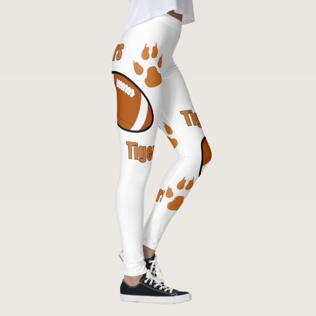 Tiger Football With Paw Prints On ANY Colour Leggings (Right)