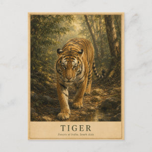 Tiger Forests of India VINTAGE Postcard
