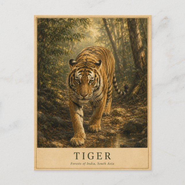 Tiger Forests of India VINTAGE Postcard (Front)