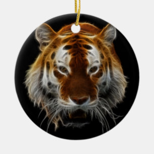 Tiger Fractal Ceramic Tree Decoration