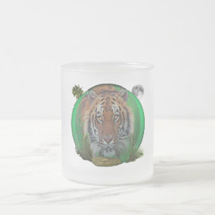 Tiger Frosted Glass Coffee Mug