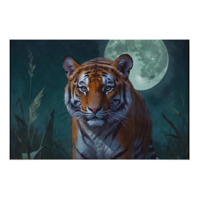 Tiger & Full Moon Poster (Front)