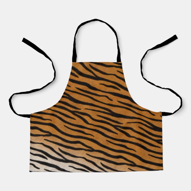 Tiger Fur Orange & Black Realistic Animal Print Apron (Front)
