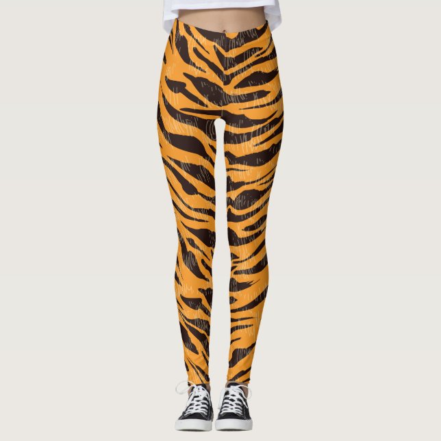 Tiger fur, tiger skin, animal skin pattern leggings (Front)