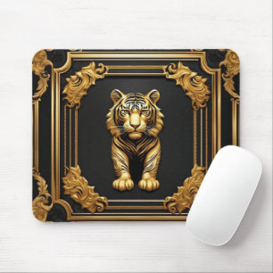 Tiger gold and black ornamental frame mouse mat