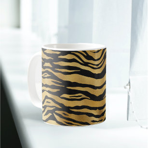 Tiger Gold Black Animal Print Coffee Mug
