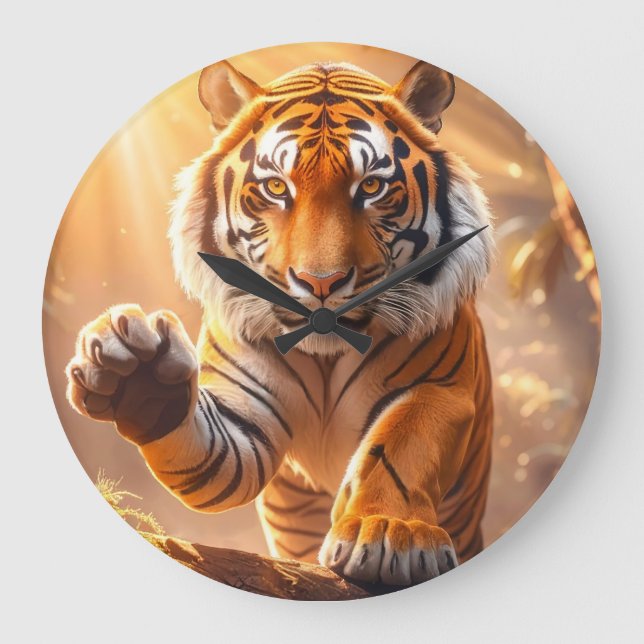 Tiger - Golden Tiger Large Clock (Front)