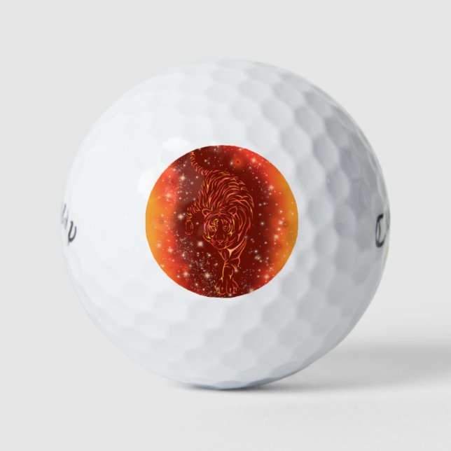 Tiger Golf Balls Running At Galaxy Starry Night (Front)