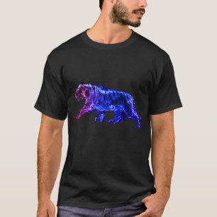 Tiger Graphic Images on Dressy Black Short Sleeve T-Shirt