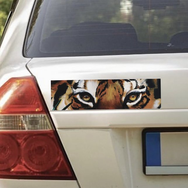 Tiger Green Jungle Leaves Bumper Sticker (Creator Uploaded)