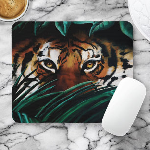 Tiger Green Jungle Leaves Mouse Mat