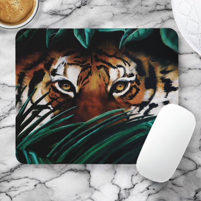Tiger Green Jungle Leaves Mouse Mat (Creator Uploaded)