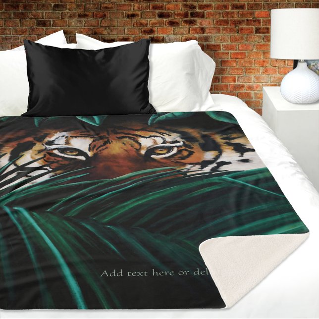 Tiger Green Jungle Leaves Sherpa Blanket (Creator Uploaded)