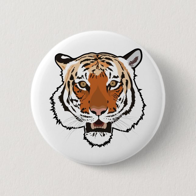 Tiger head 6 cm round badge (Front)