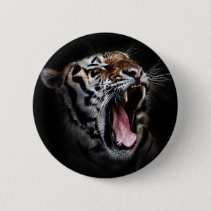 Tiger head 6 cm round badge