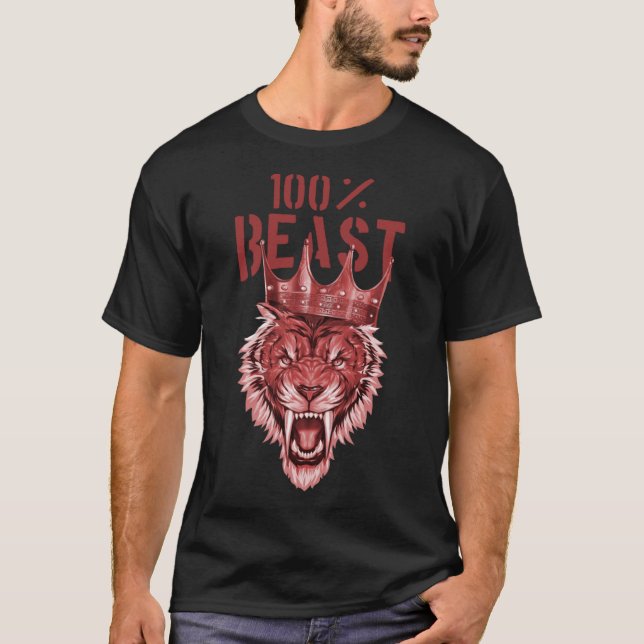Tiger Head Beast Animal Workout Gym Motivation Fit T-Shirt (Front)