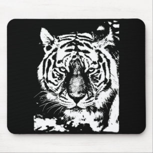 Tiger Head Black And White Pop Art Template Mouse Mat