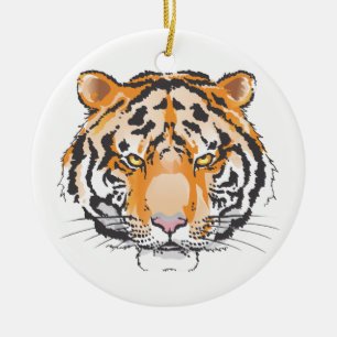 Tiger Head Ceramic Tree Decoration
