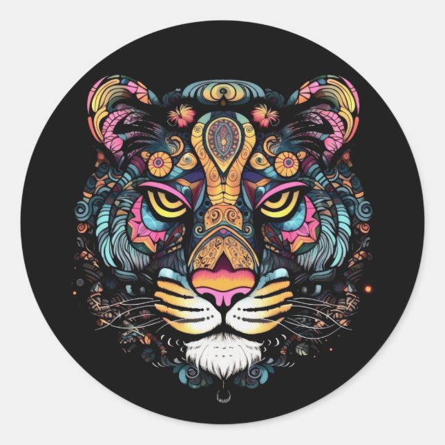 Tiger Head  Classic Round Sticker (Front)