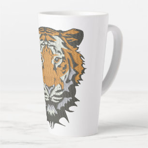 Tiger Head Embroidery Imitation Latte Mug