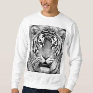 Tiger Head Face Mens Modern Elegant White Template Sweatshirt