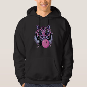 Tiger Head Face Watercolor Cute Glasses Wildlife Hoodie