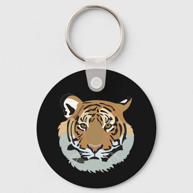Tiger Head Face Wild Animal Tiger Key Ring (Front)