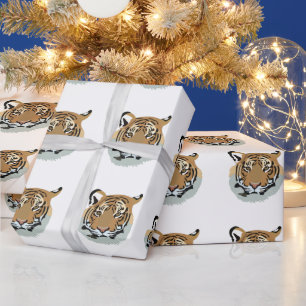 Tiger Head Face Wild Animal Tiger Wrapping Paper