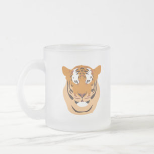 Tiger Head Frosted Glass Coffee Mug