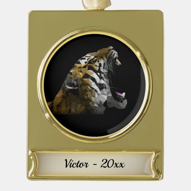 Tiger Head Gold Plated Banner Ornament (Front)