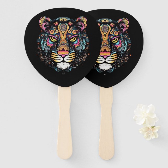 Tiger Head  Hand Fan (Front and Back)