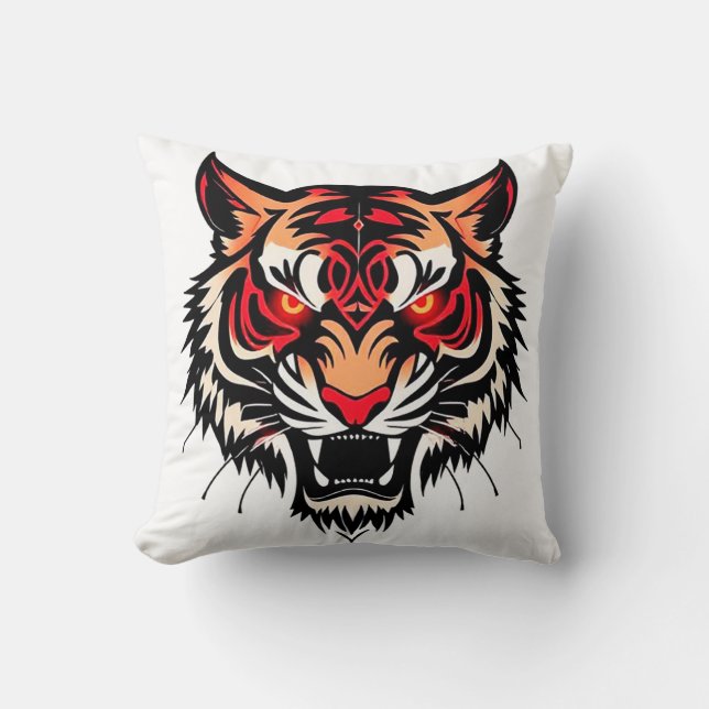 Tiger head illustration cushion (Front)