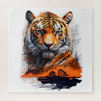 Tiger head in the jungle / Tiger head in the jungl Jigsaw Puzzle